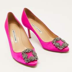 Manolo Blahnik Pink Satin Hangisi Pumps Size 36.5