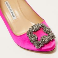 Manolo Blahnik Pink Satin Hangisi Pumps Size 36.5
