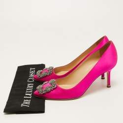 Manolo Blahnik Pink Satin Hangisi Pumps Size 36.5