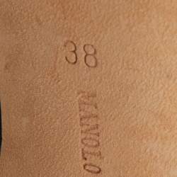 Pre Owned Manolo Blahnik Black Satin Borlak Crystal Embellished Pointed Toe Pumps Size 38