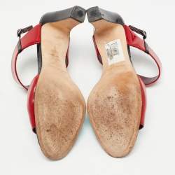 Pre Owned Manolo Blahnik Multicolor Patent Leather Ankle Strap Sandals Size 38.5