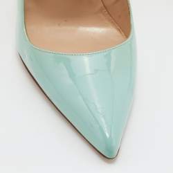 Pre Owned Manolo Blahnik Mint Green Patent Leather BB Pointed Toe Pumps Size 37