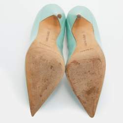 Pre Owned Manolo Blahnik Mint Green Patent Leather BB Pointed Toe Pumps Size 37
