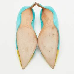 Pre Owned Manolo Blahnik Two Tone Suede Bipunta Pointed Toe Pumps Size 38.5