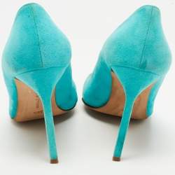 Pre Owned Manolo Blahnik Two Tone Suede Bipunta Pointed Toe Pumps Size 38.5