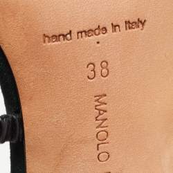 Pre Owned Manolo Blahnik Black Leather Strappy Slides Size 38