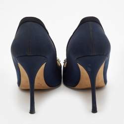 Manolo Blahnik Navy Blue Fabric Gotrian Pumps Size 40