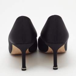 Manolo Blahnik Black Satin Hangisi Pumps Size 36.5