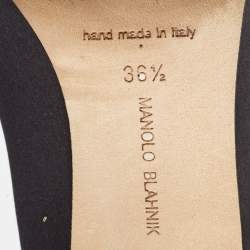 Manolo Blahnik Black Satin Hangisi Pumps Size 36.5