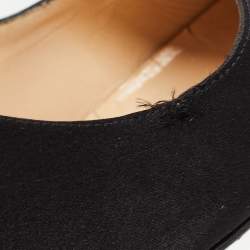 Manolo Blahnik Black Satin Hangisi Pumps Size 37.5