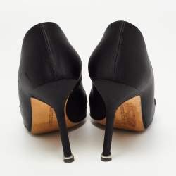 Manolo Blahnik Black Satin Hangisi Pumps Size 37.5