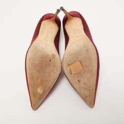 Pre Owned Manolo Blahnik Burgundy Satin Borlak Pumps Size 40.5