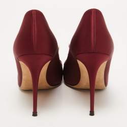 Pre Owned Manolo Blahnik Burgundy Satin Borlak Pumps Size 40.5