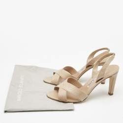Pre Owned Manolo Blahnik Beige Snakeskin Leather Callasli Slingback Sandals Size 39.5