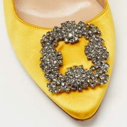 Manolo Blahnik Yellow Satin Hangisi Pumps Size 40