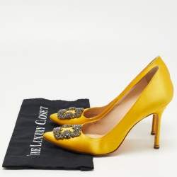 Manolo Blahnik Yellow Satin Hangisi Pumps Size 40