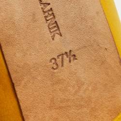 Pre Owned Manolo Blahnik Yellow Satin Hangisi Ballet Flats Size 37.5