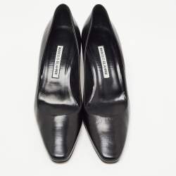 Pre Owned Manolo Blahnik Black Leather Okkatopla Pumps Size 37