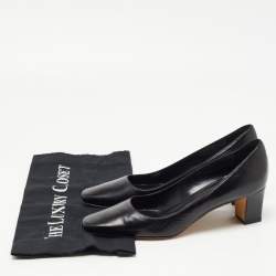 Pre Owned Manolo Blahnik Black Leather Okkatopla Pumps Size 37