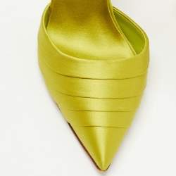 Pre Owned Manolo Blahnik Green Satin Reya Ankle Strap Pumps Size 38