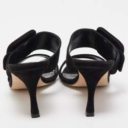 Pre Owned Manolo Blahnik Black Suede Gable Slide Sandals Size 38