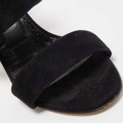 Pre Owned Manolo Blahnik Black Suede Gable Slide Sandals Size 38