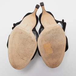 Pre Owned Manolo Blahnik Black Suede Gable Slide Sandals Size 38