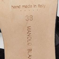 Pre Owned Manolo Blahnik Black Suede Gable Slide Sandals Size 38