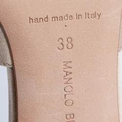 Pre Owned Manolo Blahnik Beige Satin Embellished Martanew Slide Sandals Size 38