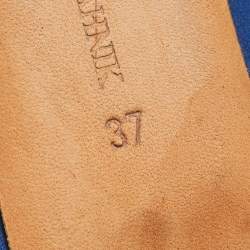 Pre Owned Manolo Blahnik Blue Satin Hangisi Ballet Flats Size 37 