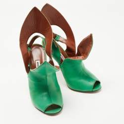 Manolo Blahnik Green Leather Ankle Strap Sandals Size 36.5