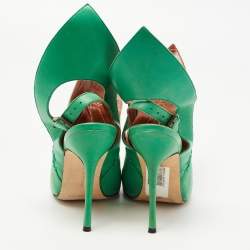 Manolo Blahnik Green Leather Ankle Strap Sandals Size 36.5
