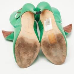 Manolo Blahnik Green Leather Ankle Strap Sandals Size 36.5