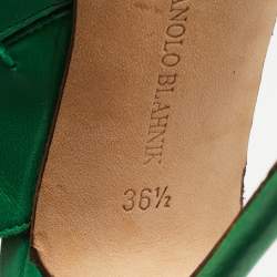 Manolo Blahnik Green Leather Ankle Strap Sandals Size 36.5