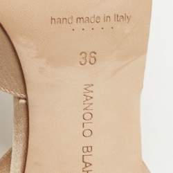Pre Owned Manolo Blahnik Beige Satin Prietasli Slingback Pumps Size 36