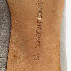 Pre Owned Manolo Blahnik Grey/Green Suede and Leather BB Pumps Size 39
