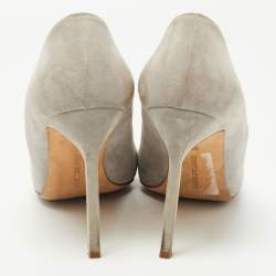 Pre Owned Manolo Blahnik Grey/Green Suede and Leather BB Pumps Size 39