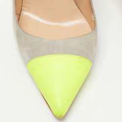 Pre Owned Manolo Blahnik Grey/Green Suede and Leather BB Pumps Size 39