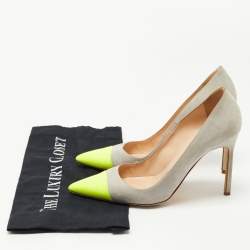 Pre Owned Manolo Blahnik Grey/Green Suede and Leather BB Pumps Size 39