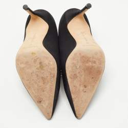 Pre Owned Manolo Blahnik Black Satin Nadira Pumps Size 36