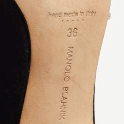 Pre Owned Manolo Blahnik Black Satin Nadira Pumps Size 36