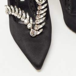 Pre Owned Manolo Blahnik Black Satin Nadira Pumps Size 36