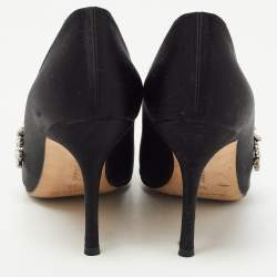 Pre Owned Manolo Blahnik Black Satin Nadira Pumps Size 36
