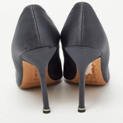 Manolo Blahnik Dark Grey Satin Hangisi Pumps Size 38