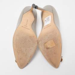 Manolo Blahnik Grey Satin Hangisi Slip On Pumps Size 36.5