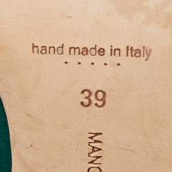 Pre Owned Manolo Blahnik Green Satin Crystal Embellished Nadira Pumps Size 39