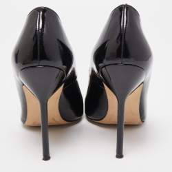 Pre Owned Manolo Blahnik Black Patent Leather  BB  Pointed Toe Pumps Size 37.5