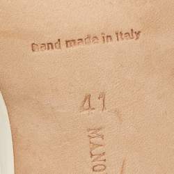 Pre Owned Manolo Blahnik Beige Lizard Carolyne Pointed Toe Slingback Sandals Size 41