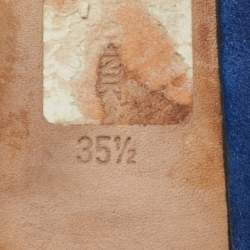 Pre Owned Manolo Blahnik Blue Satin Hangisi Crystals Ballet Flats Size 35.5