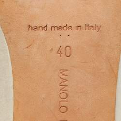 Pre Owned Manolo Blahnik Beige Satin Hangisi Crystal Embellished Pumps Size 40